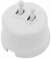 Выключатель-ретро пластик тумблерный Bironi Лизетта 2-кл. белый картинка